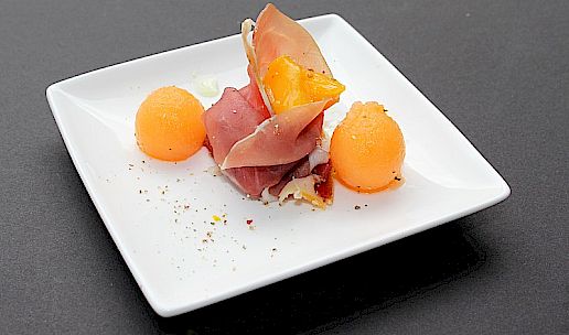 ham met meloen en mango